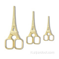 Forbici di bellezza in acciaio inossidabile placcato in oro di nuovo design a forma di torre Eiffel